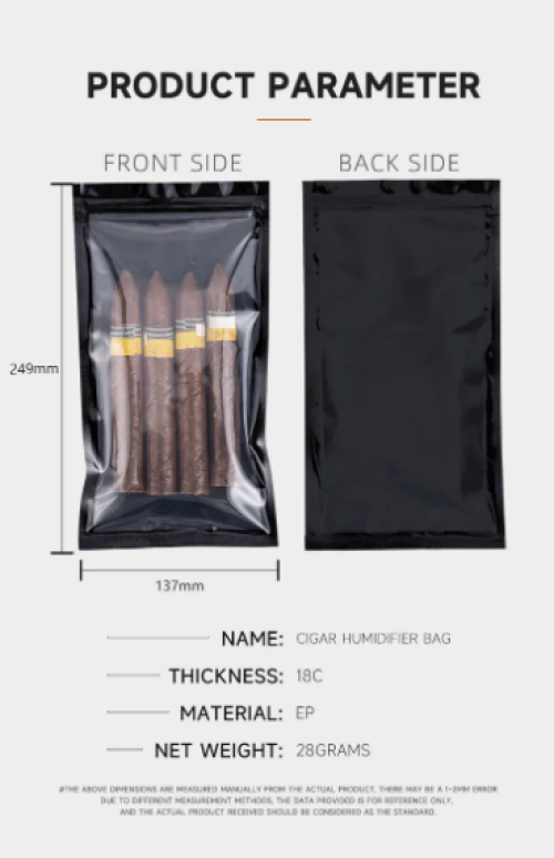 Custom LOGO Cigar Packaging Bags Tobacco Cigar Pouch with Heat Sealing Zipper for Travel Humidor Packaging