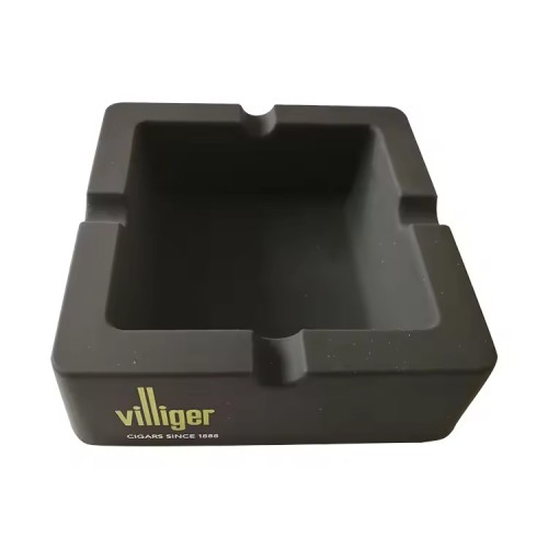 Custom Logo Hotel Bar Office Square Large Black White Silica Gel Ashtray