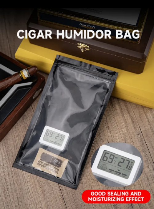 Custom LOGO Cigar Packaging Bags Tobacco Cigar Pouch with Heat Sealing Zipper for Travel Humidor Packaging