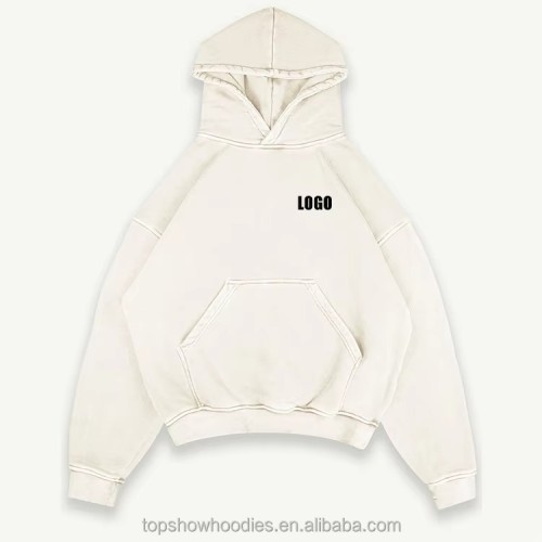 OEM Custom Drop Shoulder 100% Cotton Thick 500 Gsm Heavyweight Oversized Fit Cropped Boxy Hoodie for Men
