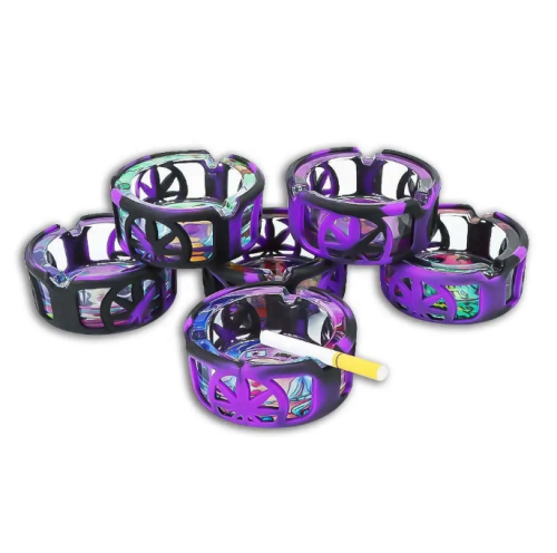 Wholesale New Silicone Ashtray With Cover Round Glass Ashtray Anti Collision Cigar Ashtray Support Custom Logo