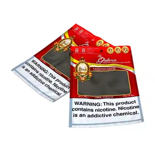 Custom Printing Travel Cigar Humidor Bag 4-6 Cigars Humidified Plastic Pouches with Cigar Packaging Bag