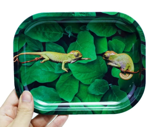 Qianxun Free Sample Small Size Rolling Tray 18*14cm Serving Tray Custom Logo Metal Rolling Tray