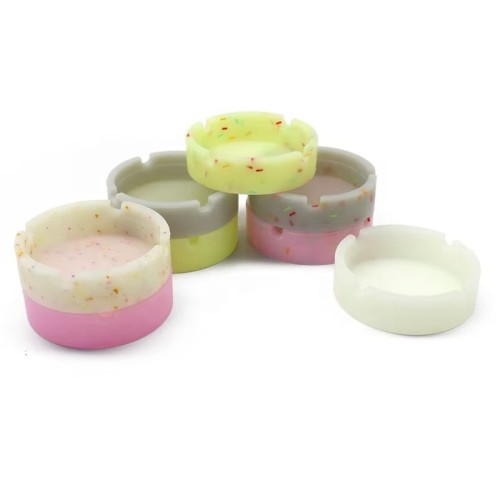 Wholesale Custom logo Candy Color Round Luminous Silicone Ashtray