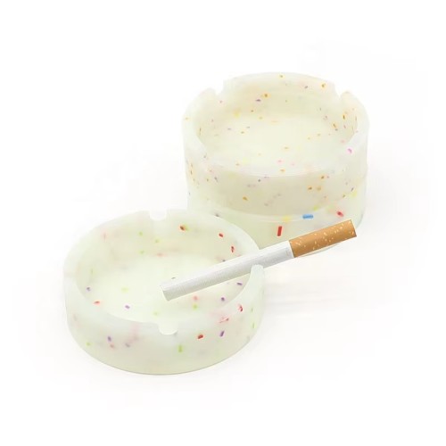 Wholesale Custom logo Candy Color Round Luminous Silicone Ashtray