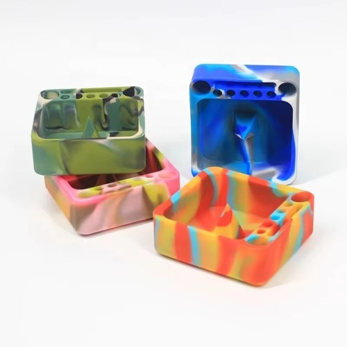 Wholesale Custom logo Unbreakable Heat Resistant Round square Triangle Large Silicone Mold Ashtray