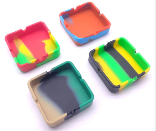Wholesale Custom logo Unbreakable Heat Resistant Round square Triangle Large Silicone Mold Ashtray