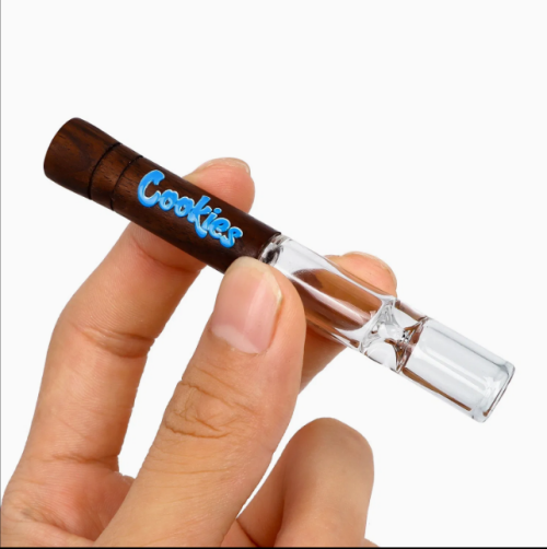 Cookies Brand Wooden Filter Mouthpiece Chillum Glass Small Pipe
