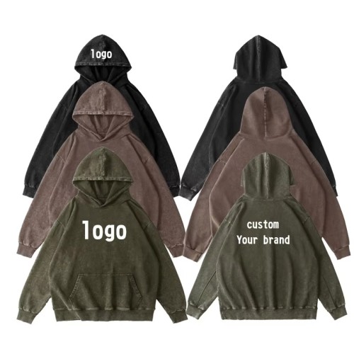 Hoodie Acid Wash Oversized Hoodie Vintage Men Heavyweight French Terry Hoodie Custom