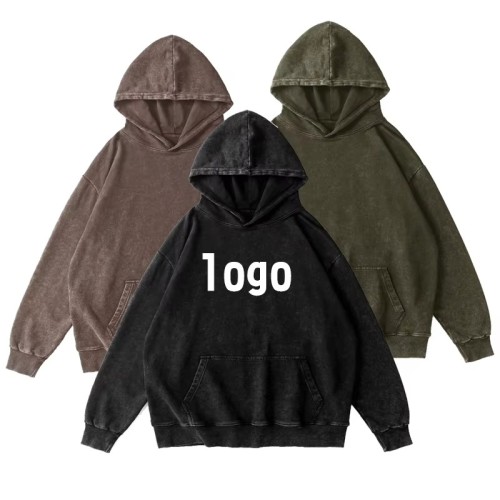Hoodie Acid Wash Oversized Hoodie Vintage Men Heavyweight French Terry Hoodie Custom