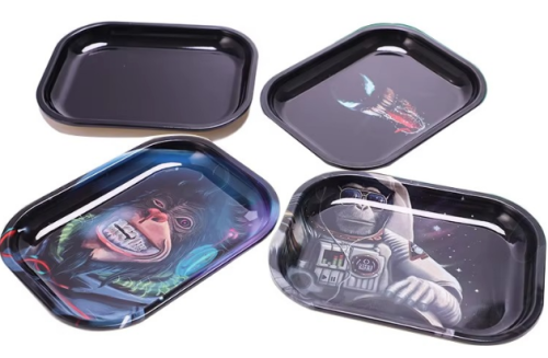 Factory Wholesale Custom Metal Serving Tray Tobacco Smoking Tray Tin Rolling Tray