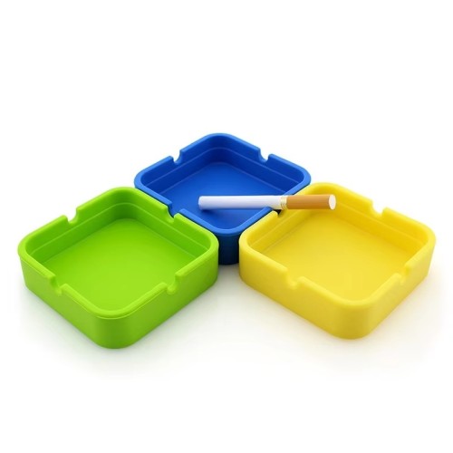 Customizable 1pcs Soft Eco Pouch Multicolor Round Pattern Silicone Ashtray square Shape Cigar Smoking Accessories