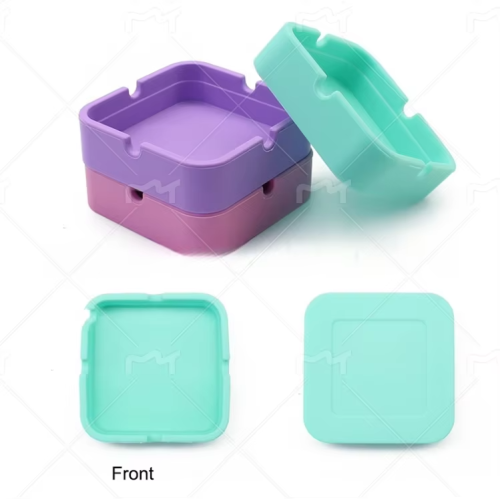 Customizable 1pcs Soft Eco Pouch Multicolor Round Pattern Silicone Ashtray square Shape Cigar Smoking Accessories