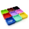 Customizable 1pcs Soft Eco Pouch Multicolor Round Pattern Silicone Ashtray square Shape Cigar Smoking Accessories