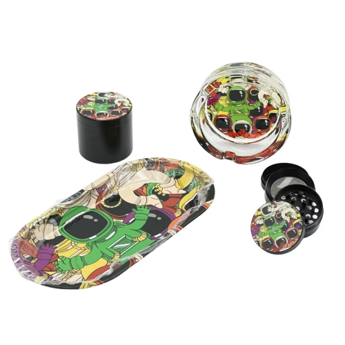 Free Sample Custom Logo Smoking Kit 5 in 1 with Gift Box Grinder Tray Jar Container Smoking Accessories Sets