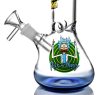Custom New Stickers High Borosilicate Glass Water Pipe Bottle Blue Small Beaker Glass Hookah