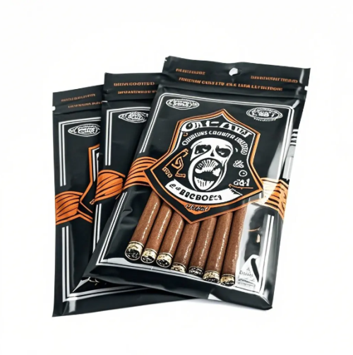 Custom Printing Travel Cigar Humidor Bag 4-6 Cigars Humidified Plastic Pouches with Cigar Packaging Bag