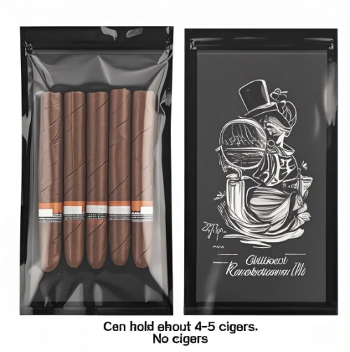 Custom Printing Travel Cigar Humidor Bag 4-6 Cigars Humidified Plastic Pouches with Cigar Packaging Bag