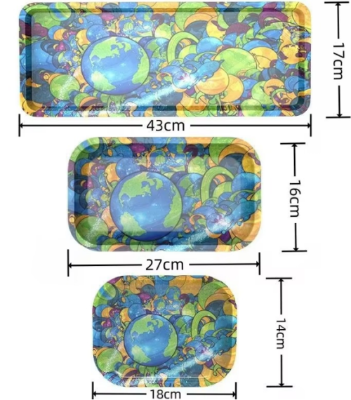 Factory Custom LOGO Rolling Trays Cigarette Smoking Metal Tinplate Color Rolling Tray Serving Tray Wholesale