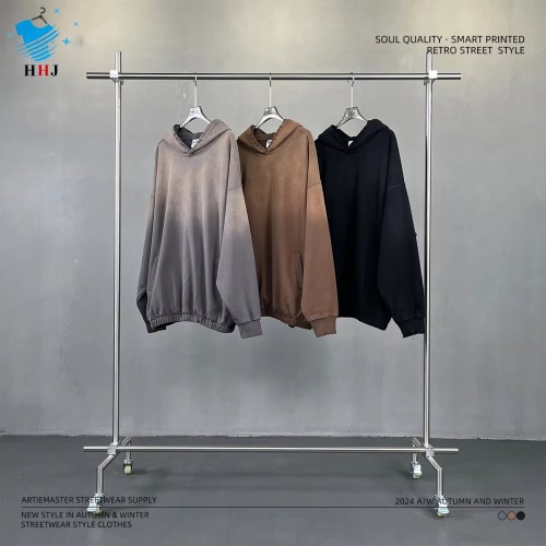 Hoodie Custom Logo High Quality White Brown Spray Hoodie Wholesale