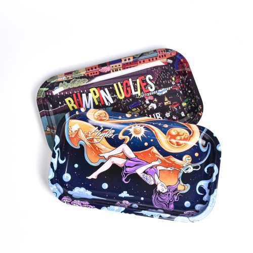 Custom Design 10.6 X 6.3 Inches Metal for Rolling Tray Medium Size Tin Serving Tray for Smoke Shop