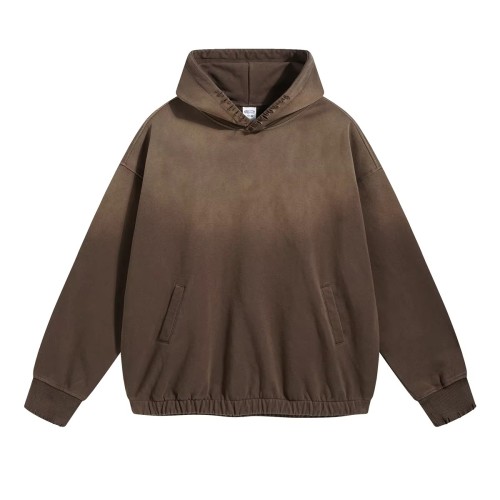Hoodie Custom Logo High Quality White Brown Spray Hoodie Wholesale