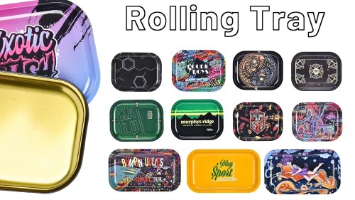 Custom Design 10.6 X 6.3 Inches Metal for Rolling Tray Medium Size Tin Serving Tray for Smoke Shop