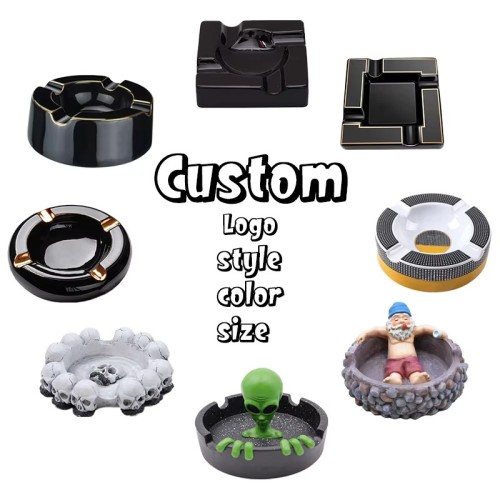 Wholesale Custom logo Resin Ceramic Funny Cigar Ashtray