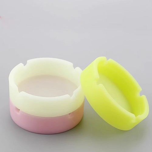 Heat-resistant Round Rectangle Silicone Ashtray Multi-color Luminous Customized logo