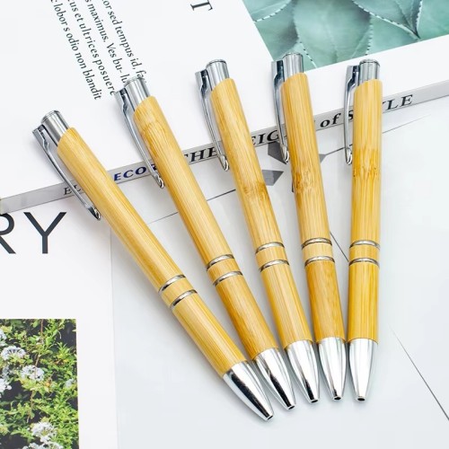 Custom Logo Bamboo Ballpoint Ball Pen-customized Wood Bamboo Pen