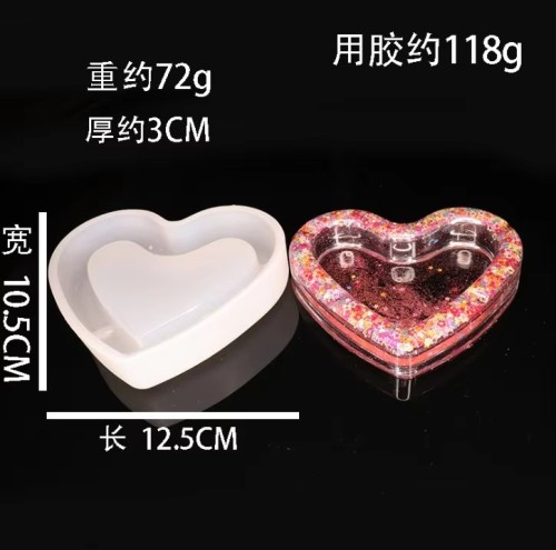 DIY Handmade for Resin Casting Smoke Ash Tray Ashtray Silicone Hexagon Heart Shape Cigar Ashtray Set Mold