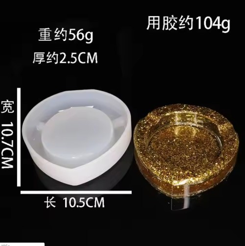 DIY Handmade for Resin Casting Smoke Ash Tray Ashtray Silicone Hexagon Heart Shape Cigar Ashtray Set Mold