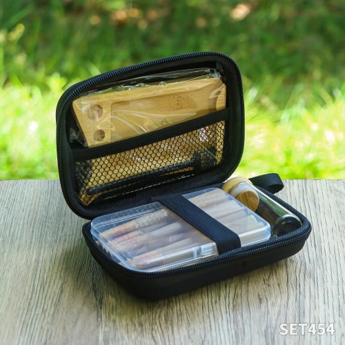 New Arrival Bamboo Smoking Set Bamboo Rolling Tray Glass Storage Jar Five Piece Set Smoking Accessories