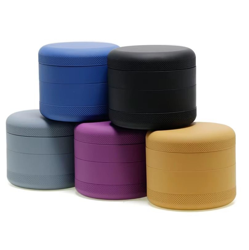 Custom Logo 4 Layers Coating Matte Aluminum Alloy Rubber Herb Grinder Silicone Paint Tobacco Grinders