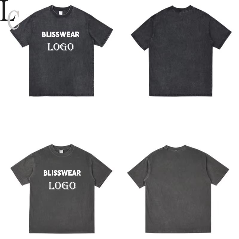 Custom Heavyweight T-shirt Washed Vintage t Shirt Acid Wash Distressed 100% Cotton