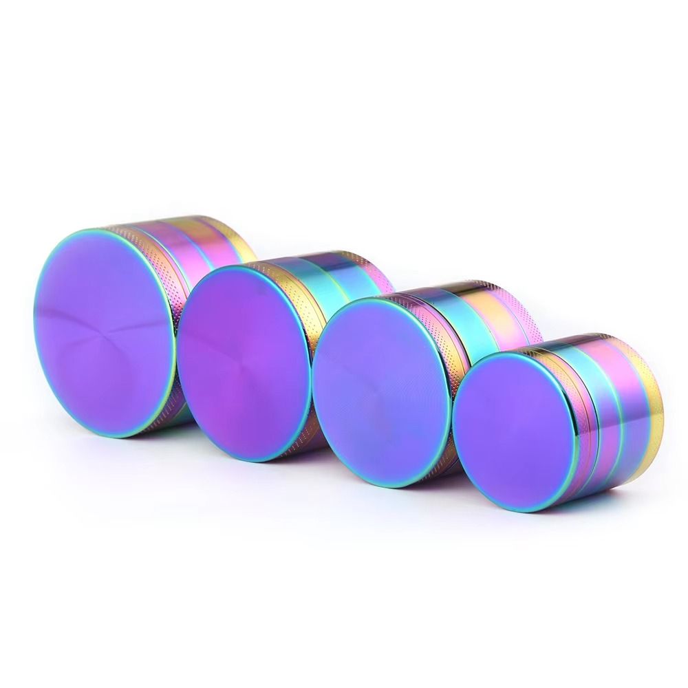  Custom logo Classic Different Size Colors Heavy Duty 4 Parts Zinc Alloy Metal rainbow Herb Grinder