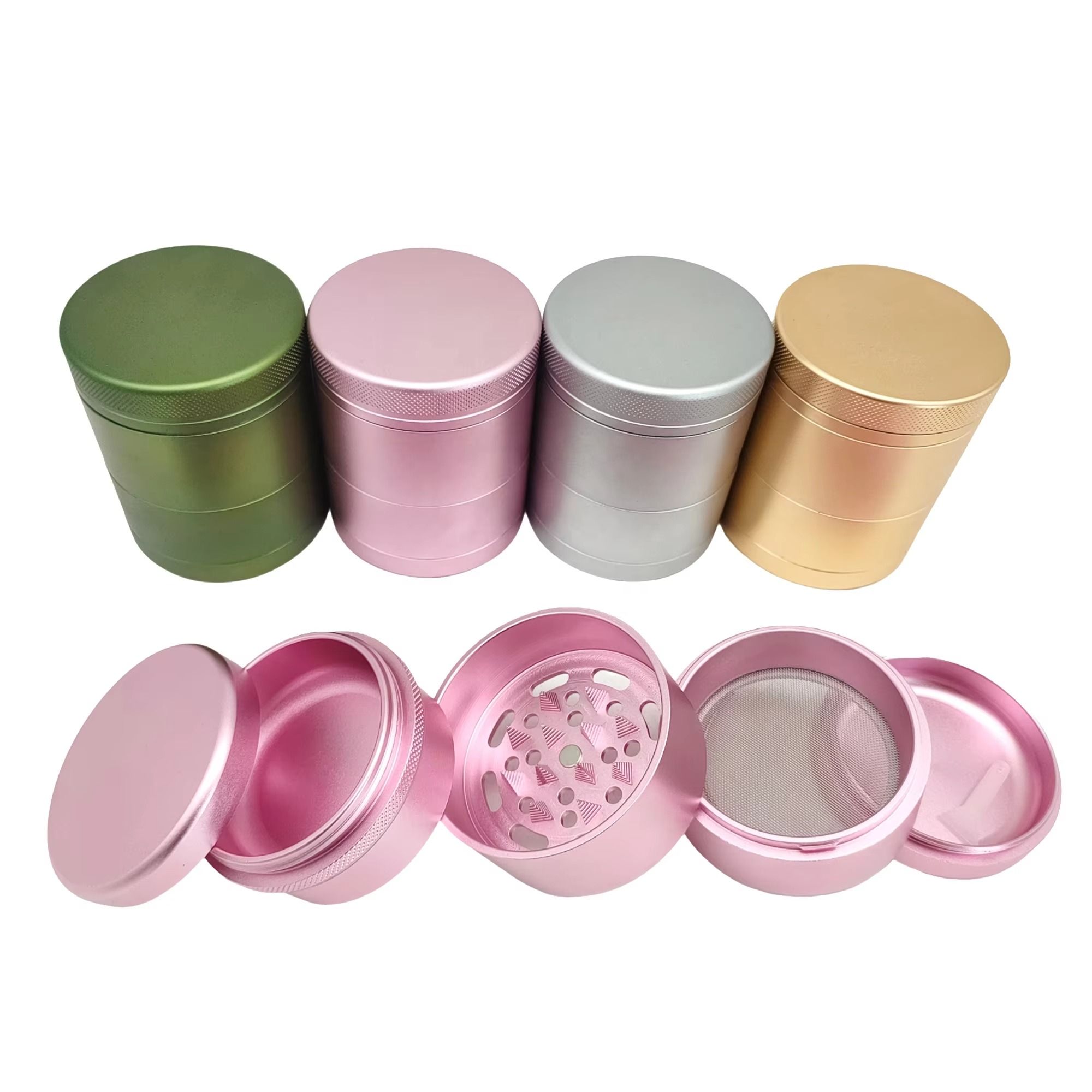 Wholesale Custom Logo Herb Grinder 5parts Aluminum Herb Grinder with Storage Jar
