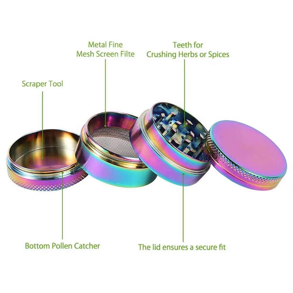 Wholesale High Quality Zinc Alloy Colorful Grinder 50MM Logo Customized Metal Herb Grinder