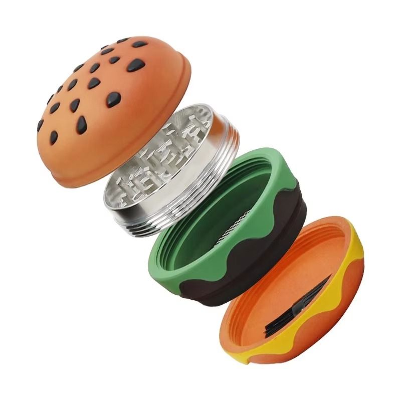  New Arrival Zinc Alloy Hamburger Grinder Wholesale Custom Logo Sharp Teeth Herb Grinders for Smoking