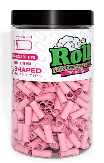 Pink Pre-Rolled Filter Tips, Ø7mm - Bottle of 500 Tips