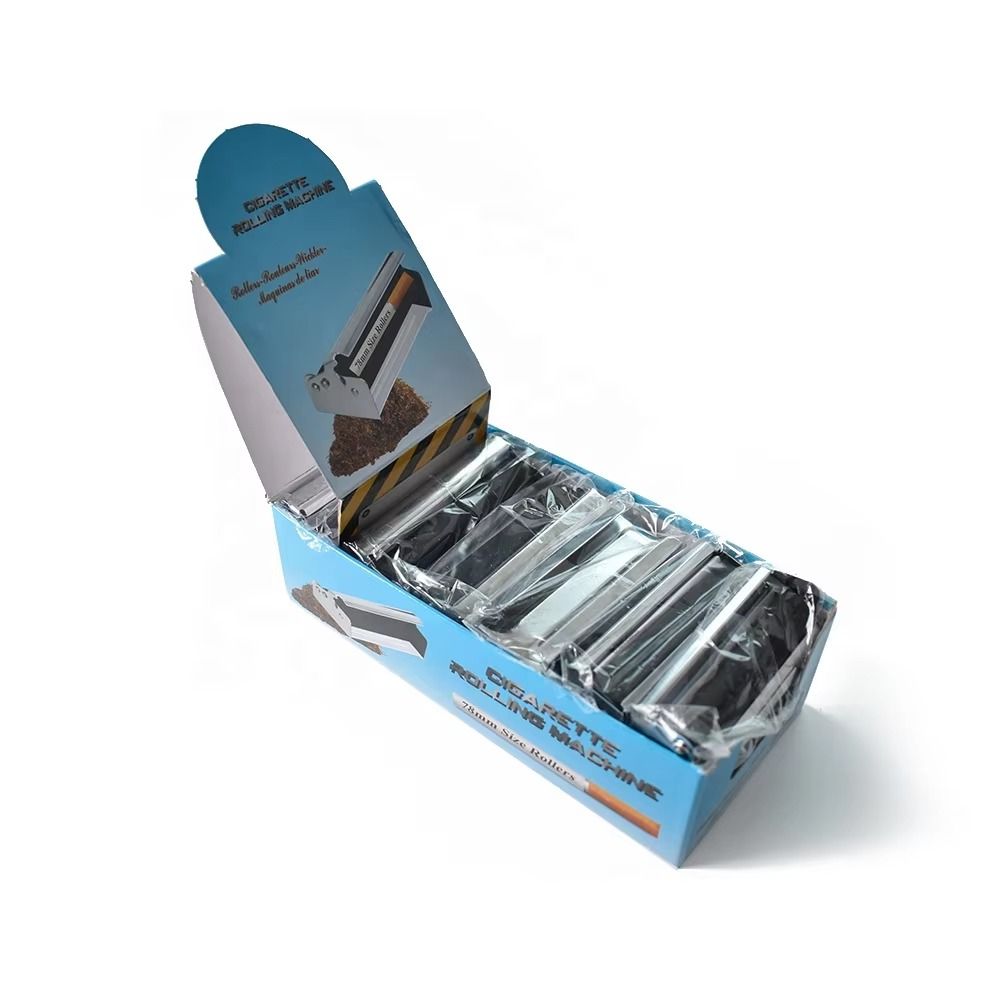 Stainless Steel Manual Roller Custom logo Smoking Metal Cigarette Rolling Machine with Lid