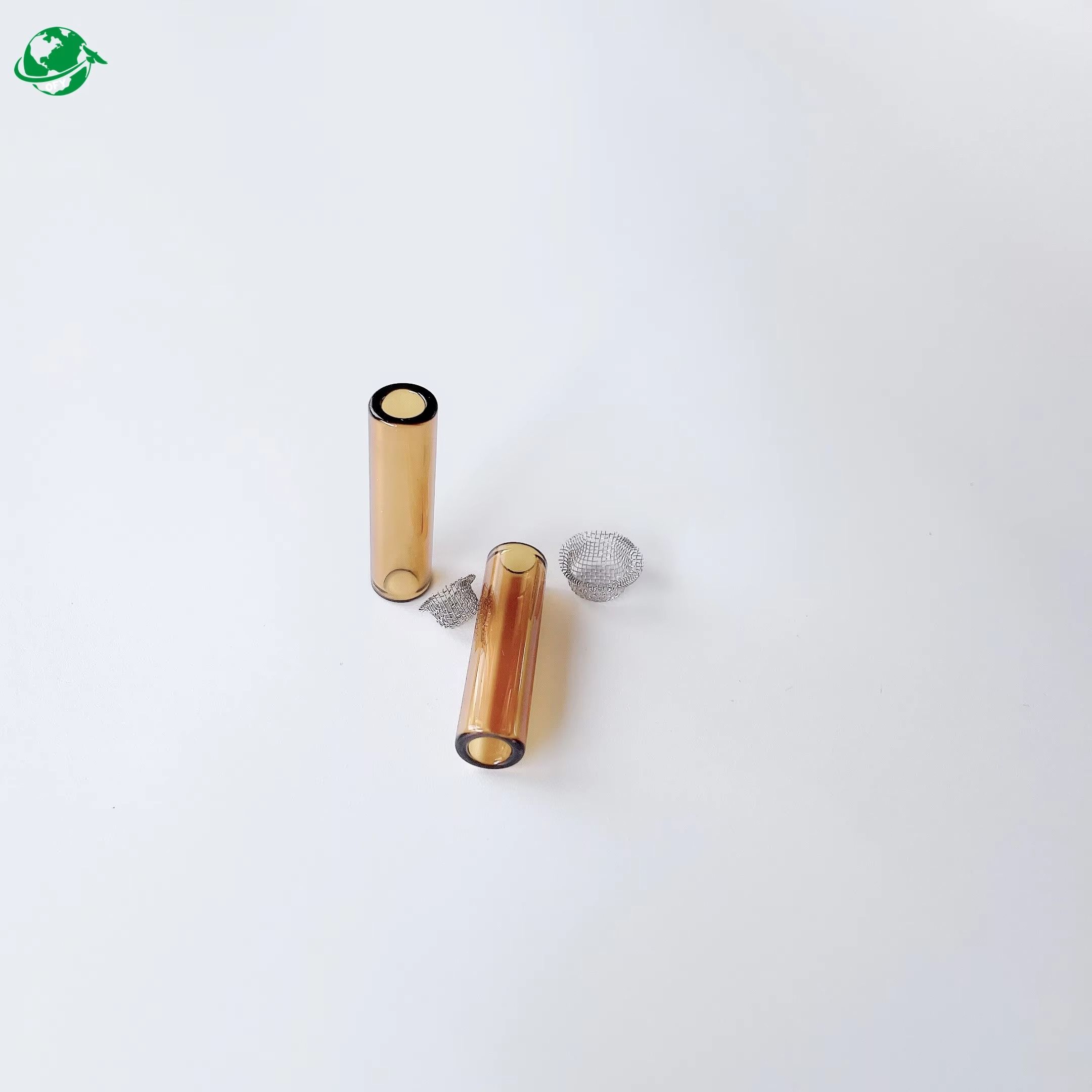 Colorful Flat Mouth Round Tip Glass Pre Cone Glass Tips with Filter /Pokes Mesh Custom